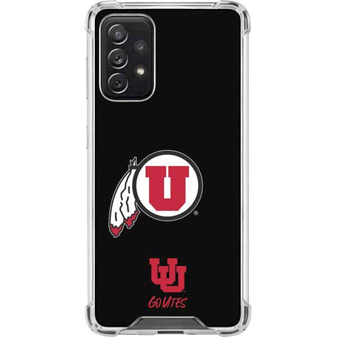 Utah Circle and Feather on Black Galaxy A72 5G Clear Case